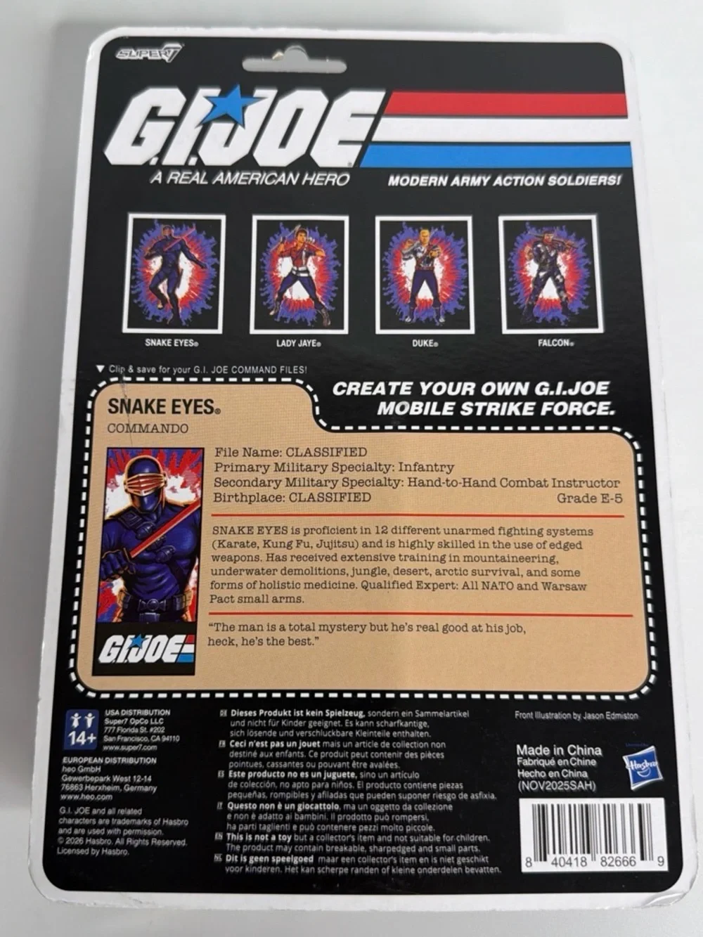 Super7 G.I. Joe ReAction+ Snake Eyes 250th Anniversary Figure